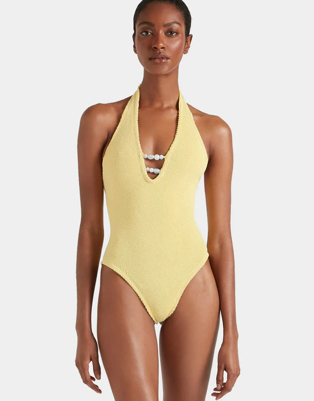 Adriana Beaded Swimsuit - Butter