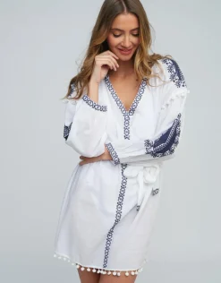 Amara Tunic - White Navy