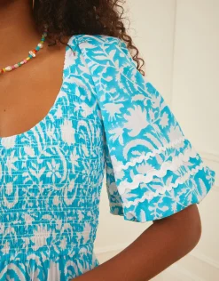 Angelina Dress - Aqua Begonia