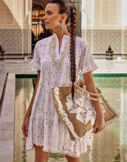 Angie Short Sleeved Dress - White