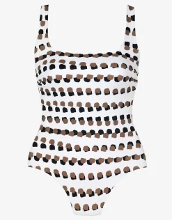 Bambu Soft Cup Swimsuit - White and Brown