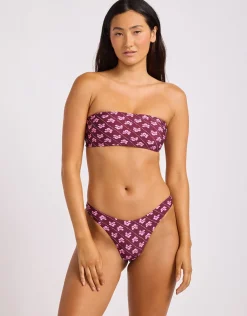 Batik Bloom High Cut Bikini Pant - Dark Burgundy
