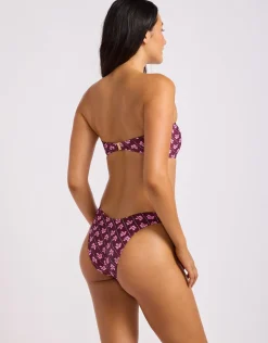 Batik Bloom High Cut Bikini Pant - Dark Burgundy