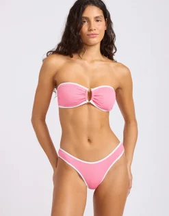 Beach Bound Ring Front Bandeau Bikini Top - Begonia Pink