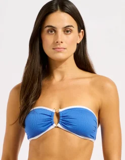 Beach Bound Ring Front Bandeau Bikini Top - Sapphire