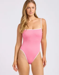 Beach Bound Square Neck Swimsuit - Begonia Pink