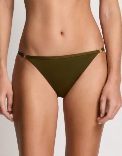 Beach Club Solids Logo Bikini Pant - Dark Olive