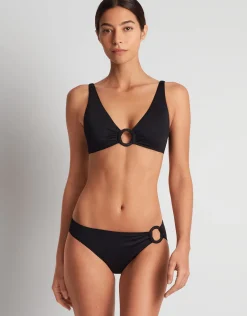 Beach Club Solids Macrame Ring Bikini Pant - Black