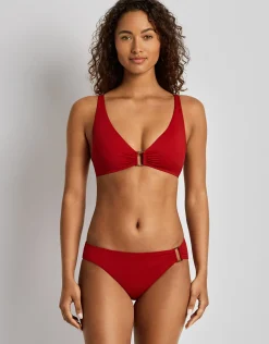 Beach Club Solids Ring Hipster Bikini Pant - Cruising Red