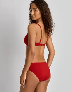 Beach Club Solids Ring OTS Bra Bikini Top - Cruising Red