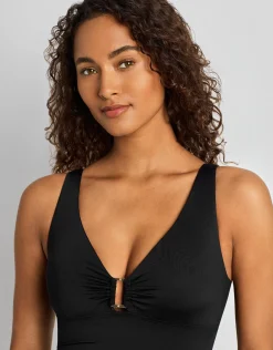 Beach Club Solids Ring OTS Underwired Swimsuit - Black