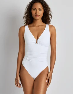 Beach Club Solids Ring OTS Underwired Swimsuit - White