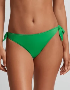 Beach Club Solids Side Tie Scoop Hipster Bikini Pant - Palm Green