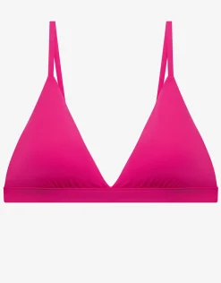 Beach Club Solids Triangle V Neck Bra Bikini Top - Freesia Pink