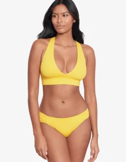 Beach Club Solids Twist X Back Bikini Top - Yellow