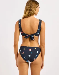 Beach Club Square Neck Tank Bra Bikini Top - True Navy