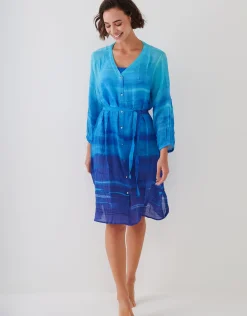 Blue Symphony Beach Shirt - Aqua Flow