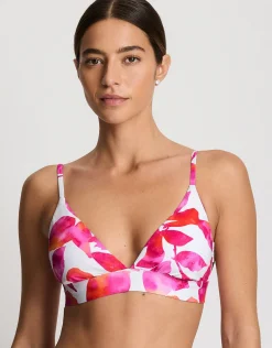Bougainvillea Floral Triangle V Neck Bikini Top - Multi