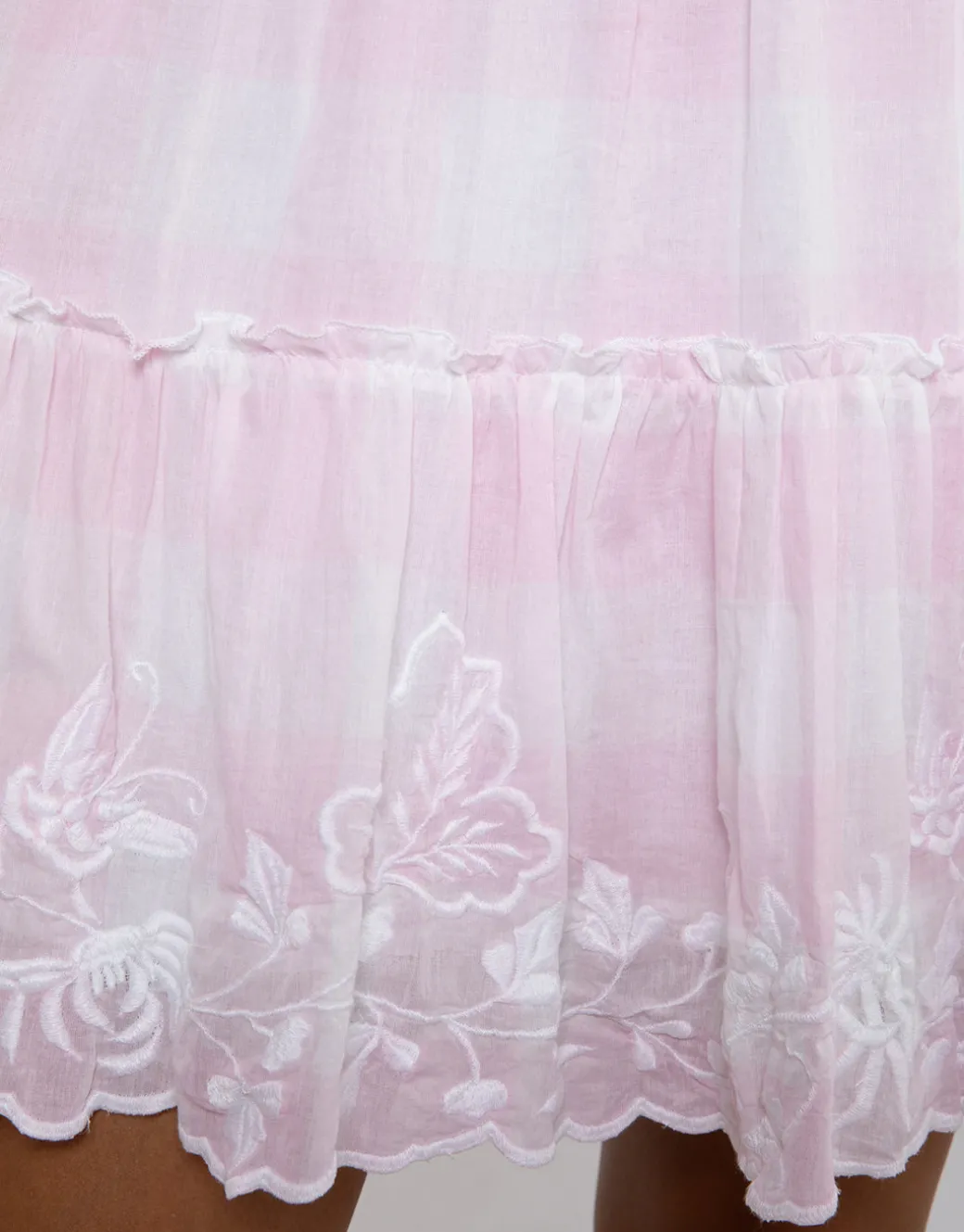Butterfly Gingham Flared Sleeve Dress - Pink
