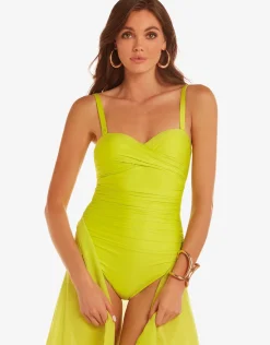 Ceylan Ruched Bandeau Swimsuit - Lima