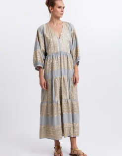 Classic Triangle Maxi Dress - Stone and Gold