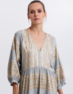 Classic Triangle Maxi Dress - Stone and Gold