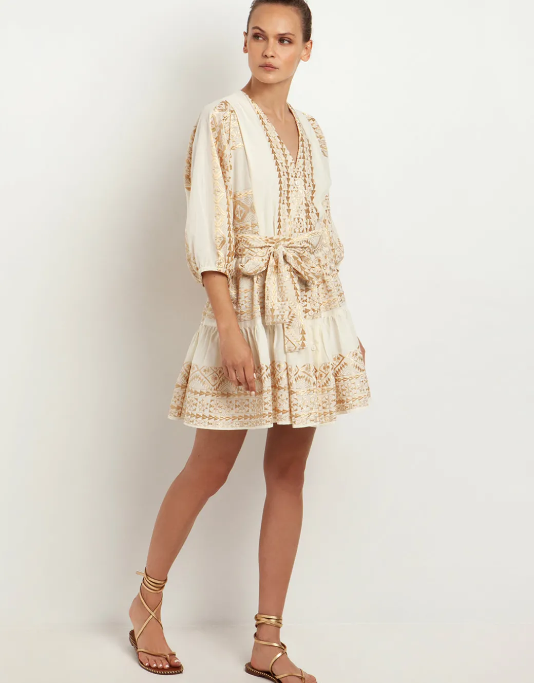 Classic Triangle Mini Dress - Natural and Gold