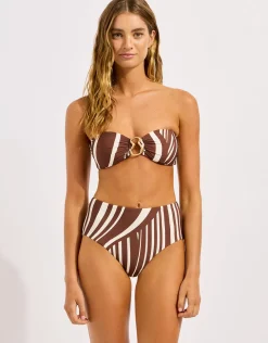 Coastline High Waisted Bikini Pant - Cocoa