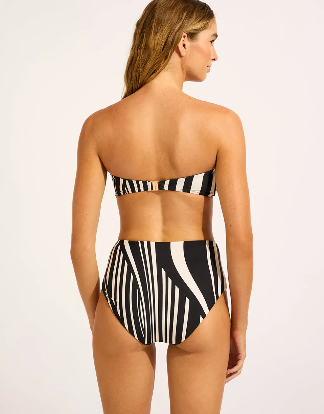 Coastline Ring Front Bandeau Bikini Top - Black