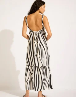 Coastline Tie Back Maxi Dress - Black