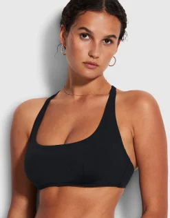 Collective DD Scoop Neck Halter Bikini Top - Black