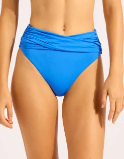 Collective High Waist Wrap Front Bikini Pant - Sapphire