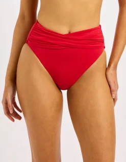 Collective High Waist Wrap Front Bikini Pant - Cosmo Red