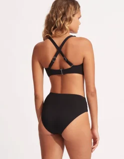 Collective High Waist Wrap Front Bikini Pant - Black