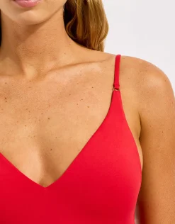 Collective V Neck Swimsuit - Cosmo Red