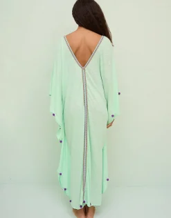 Colourblock Pom Pom Sevillana Dress - Aqua