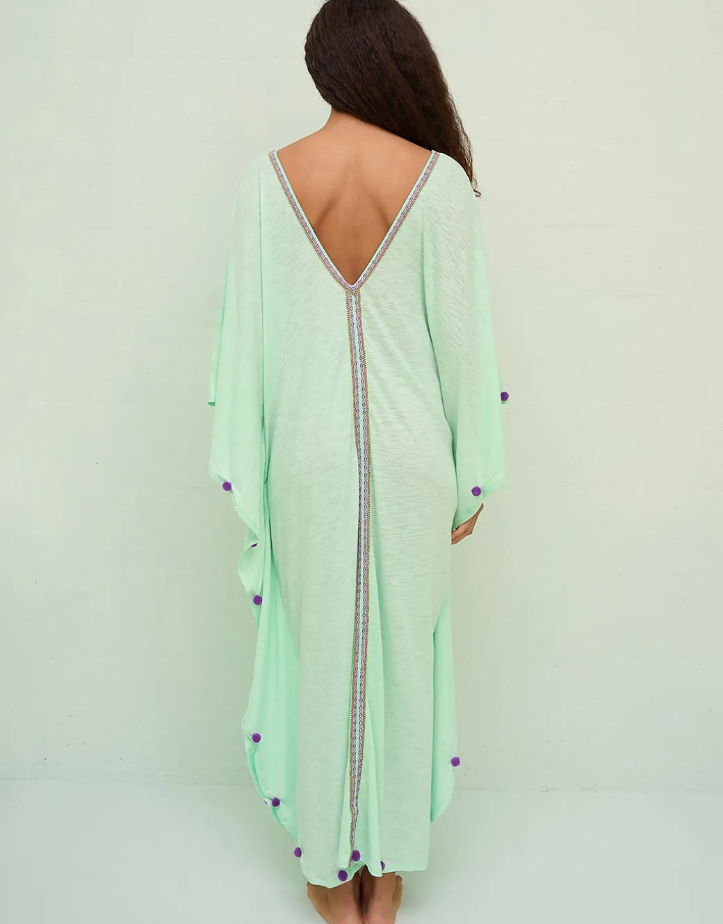 Colourblock Pom Pom Sevillana Dress - Aqua