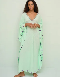 Colourblock Pom Pom Sevillana Dress - Aqua