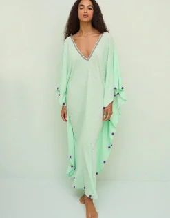 Colourblock Pom Pom Sevillana Dress - Aqua