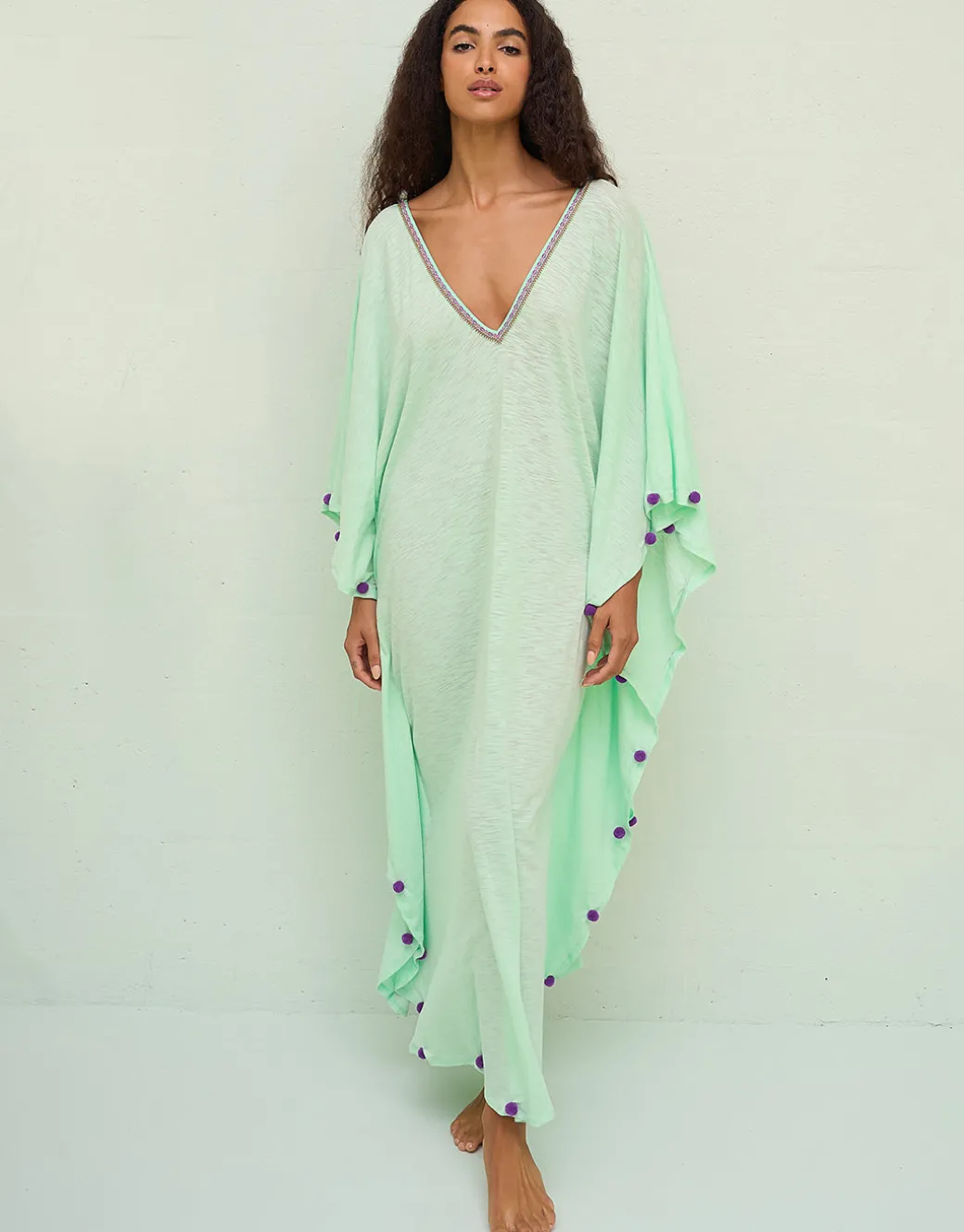 Colourblock Pom Pom Sevillana Dress - Aqua