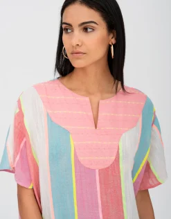 Contrast Bib Collar Kaftan - Multi