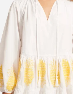 Corsica Embroidery Tier Dress - White