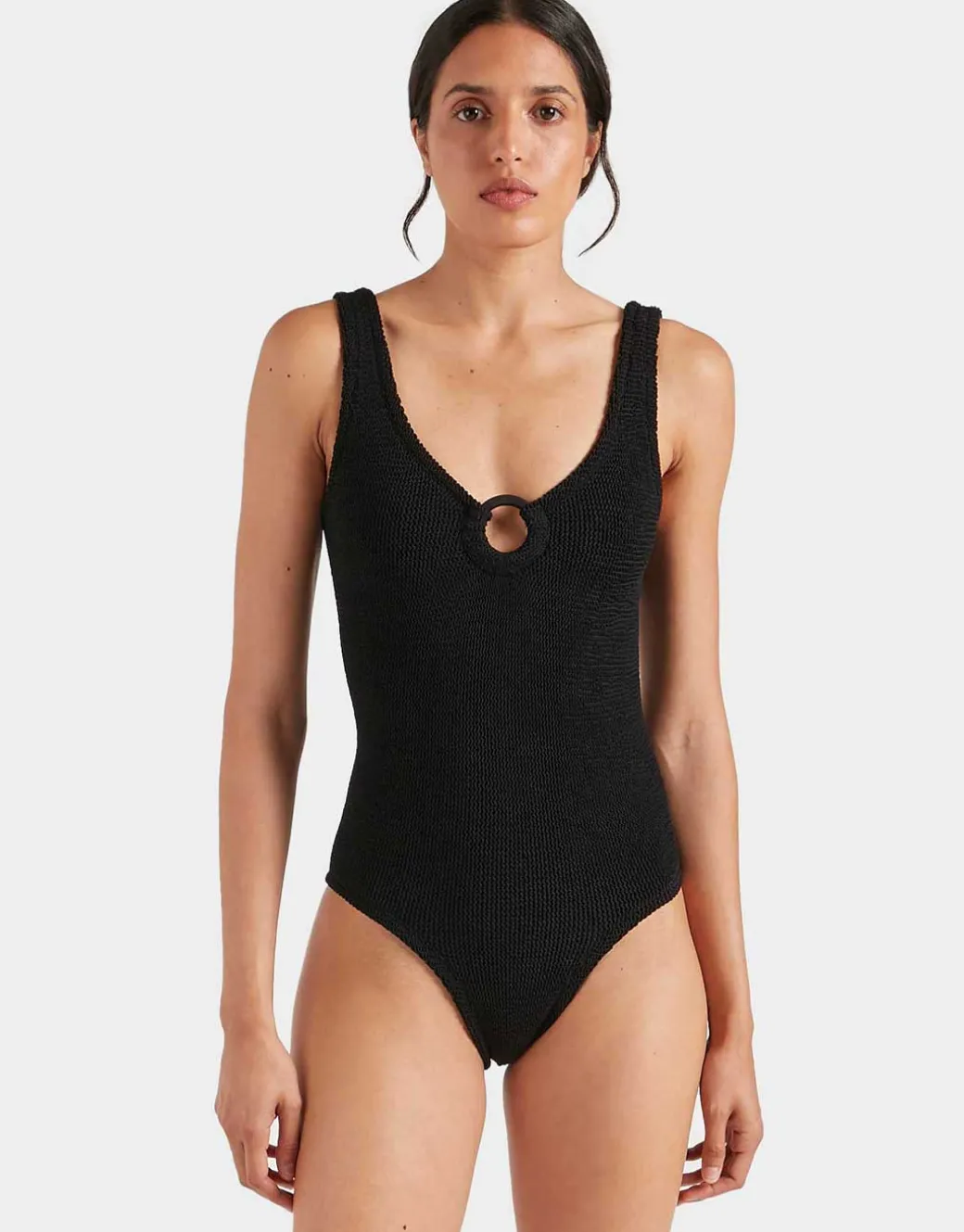 Coverage Celine Swimsuit with Fabric Hoop - Black