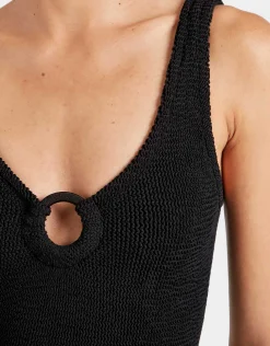 Coverage Celine Swimsuit with Fabric Hoop - Black