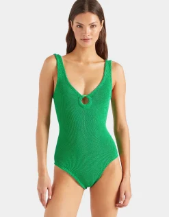 Coverage Celine Swimsuit with Tonal Hoop - Emerald