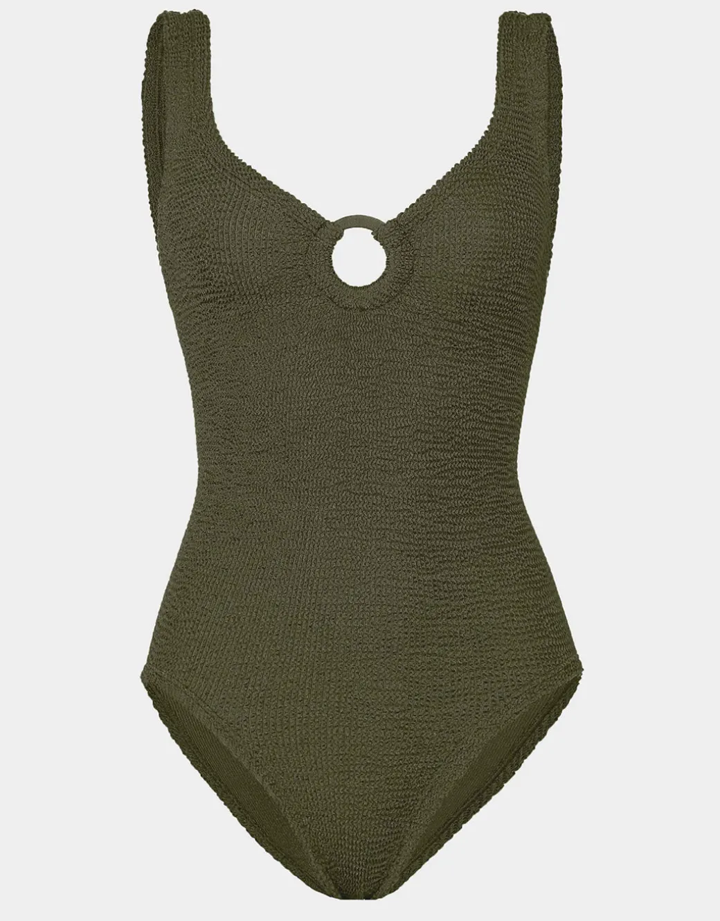 Coverage Celine Swimsuit with Tonal Hoop - Metallic Khaki