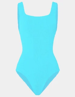 Coverage Square Neck Swimsuit - Aqua