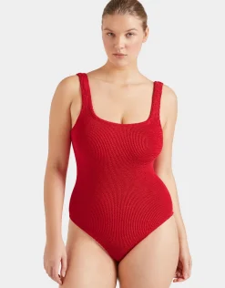 Coverage Square Neck Swimsuit - Red