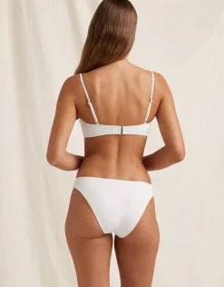 Creme Memoir Embroidered Bandeau Crop Bikini Top - White