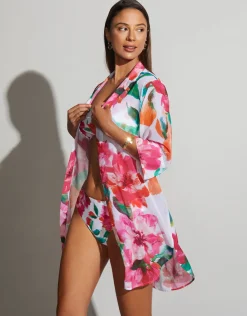 Dahlia Mini Beach Shirt - Pink Floral